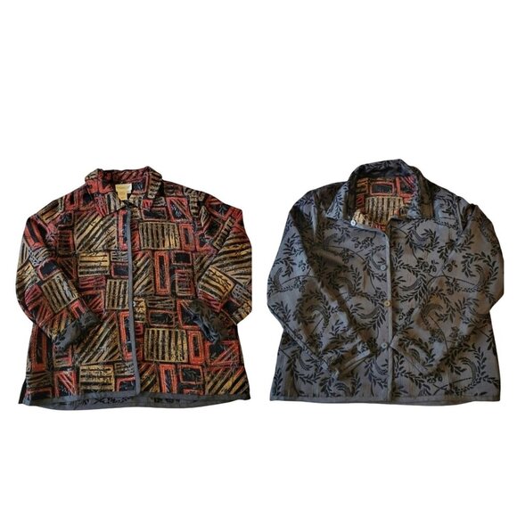 Coldwater Creek Vintage Reversible Button Front Mixed Media Soft Jacket Size M - Picture 1 of 10